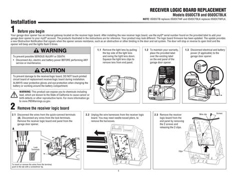 Universal radio control. . Chamberlain 050dctb manual